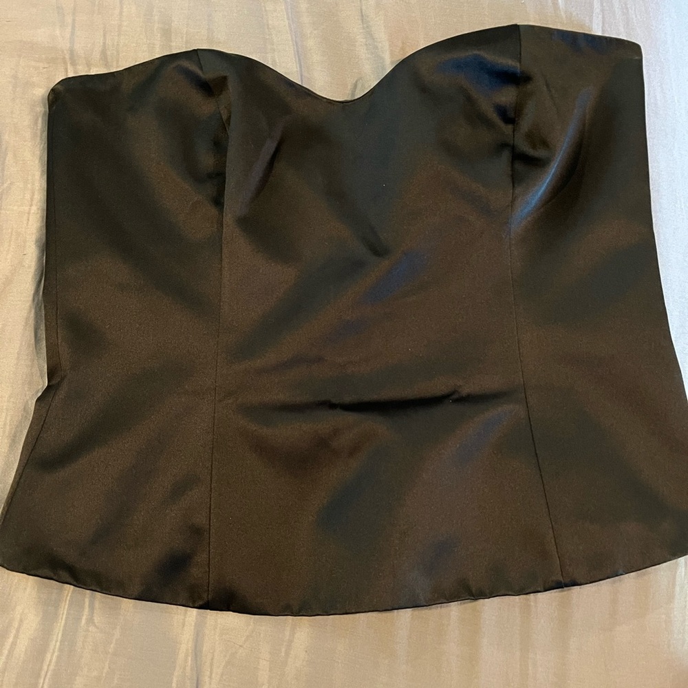 Armani Collection silk black bustier strapless top size 8
